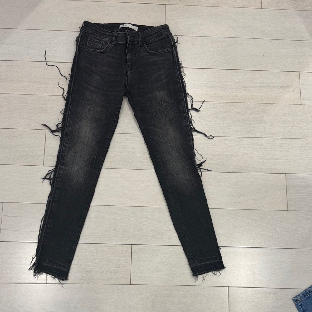 Zara Charcoal Frayed Skinny Jeans